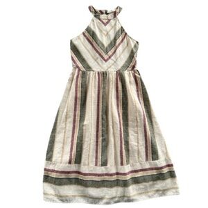 Blu Pepper Striped Midi Strapless Cotton Dress